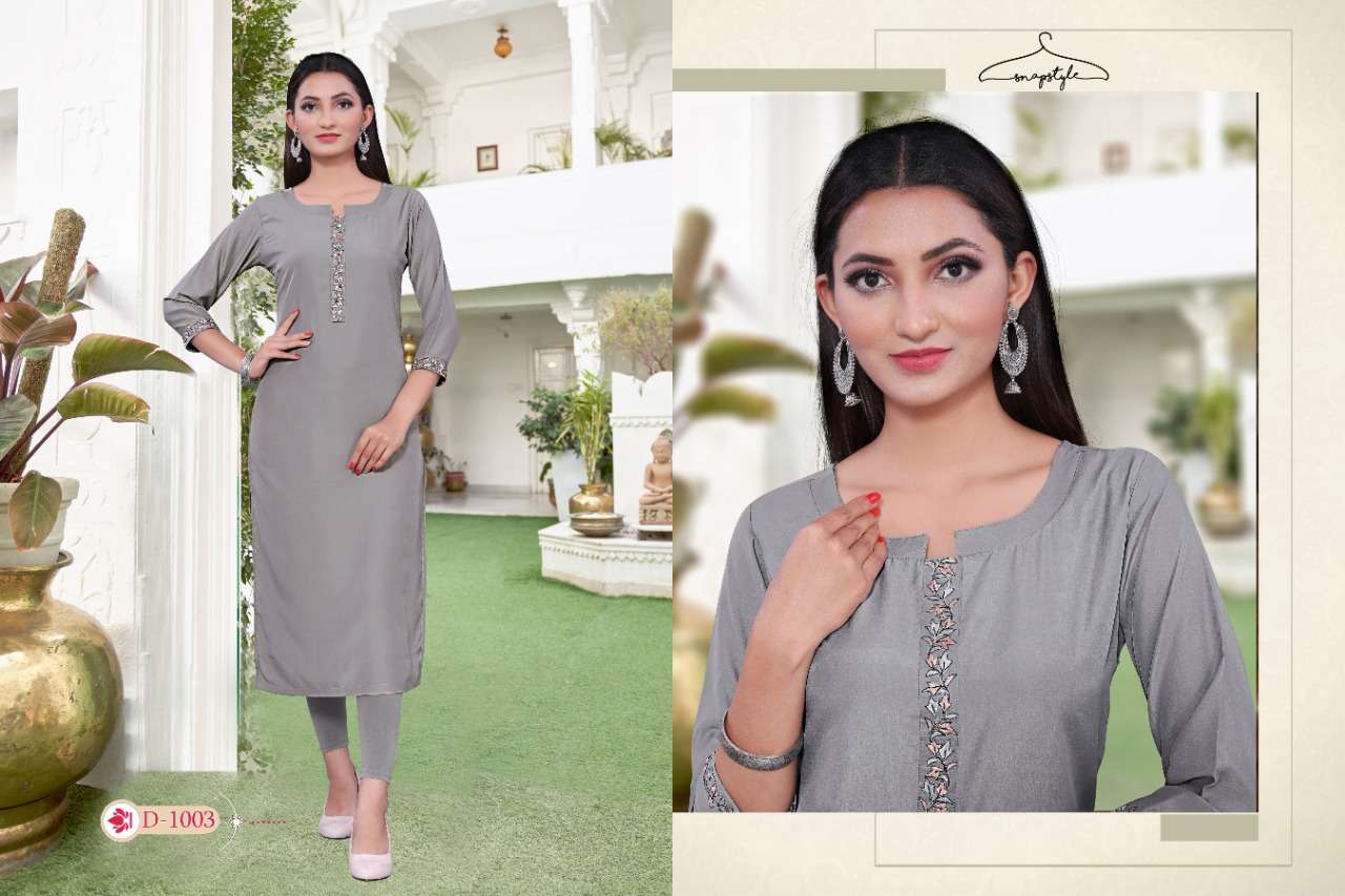 MASKARI BY SNAPSTYLE 1001 TO 1007 SERIES DESIGNER STYLISH FANCY COLORFUL BEAUTIFUL PARTY WEAR & ETHNIC WEAR COLLECTION VISCOSE MUSLIN EMBROIDERY KURTIS AT WHOLESALE PRICE