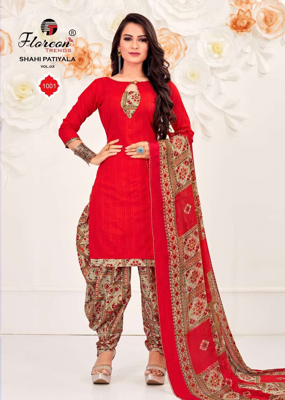 Shahi Patiyala Vol-3 By Florean Trends 14001 To 14010 Series Beautiful Festive Suits Colorful Stylish Fancy Casual Wear & Ethnic Wear Pure Cotton Print With Work Dresses At Wholesale Price