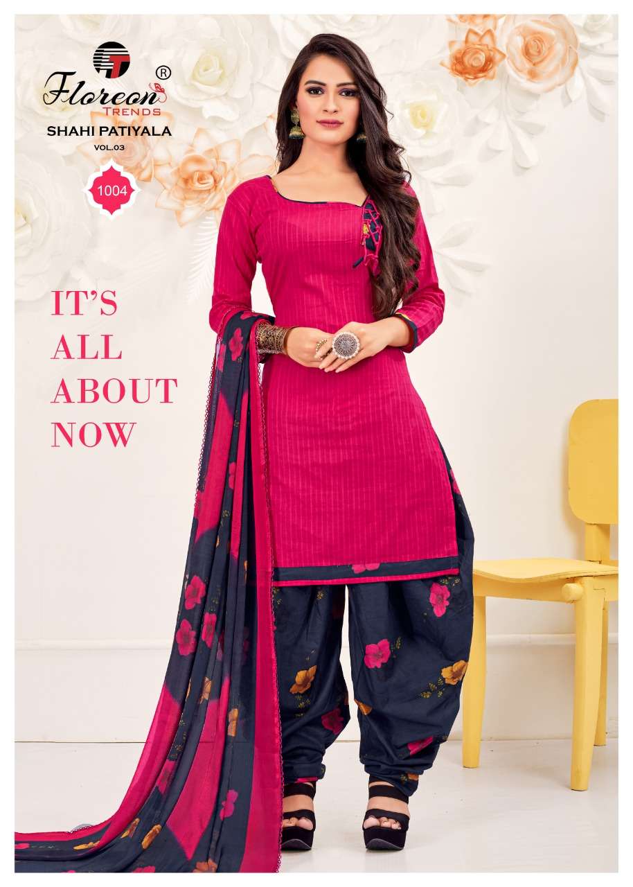 Shahi Patiyala Vol-3 By Florean Trends 14001 To 14010 Series Beautiful Festive Suits Colorful Stylish Fancy Casual Wear & Ethnic Wear Pure Cotton Print With Work Dresses At Wholesale Price