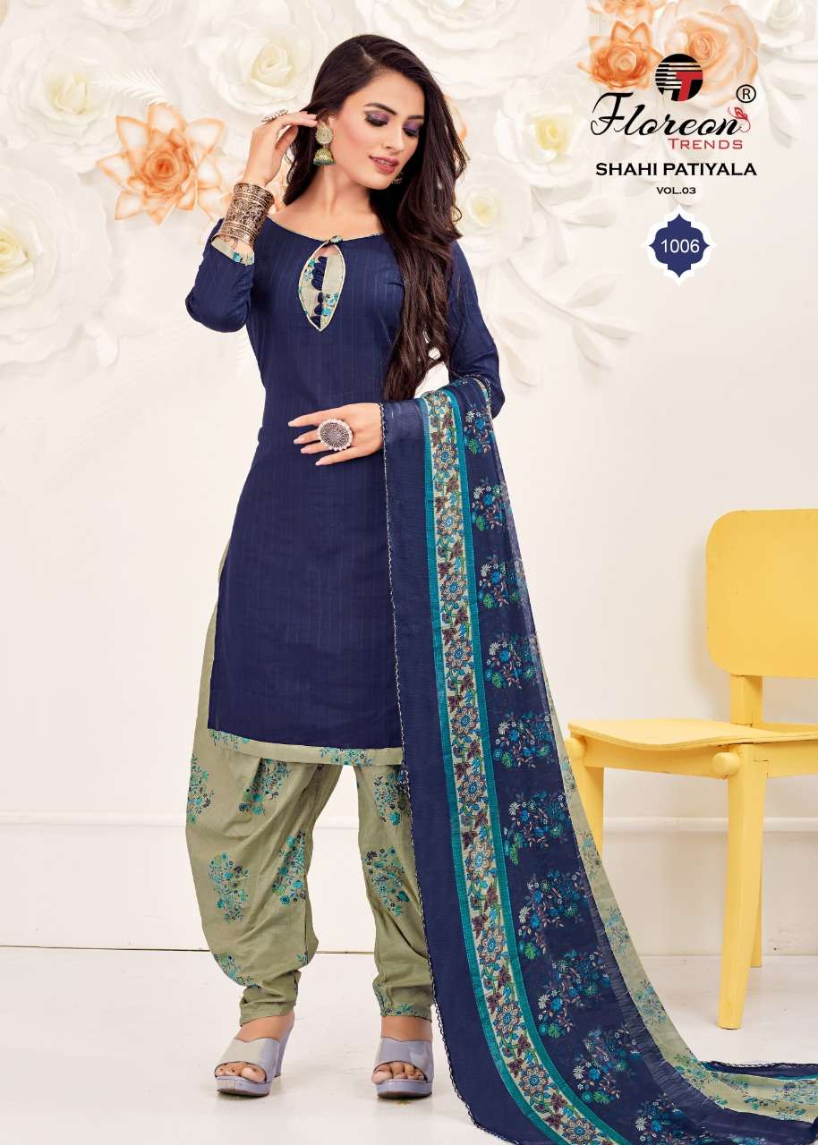 Shahi Patiyala Vol-3 By Florean Trends 14001 To 14010 Series Beautiful Festive Suits Colorful Stylish Fancy Casual Wear & Ethnic Wear Pure Cotton Print With Work Dresses At Wholesale Price