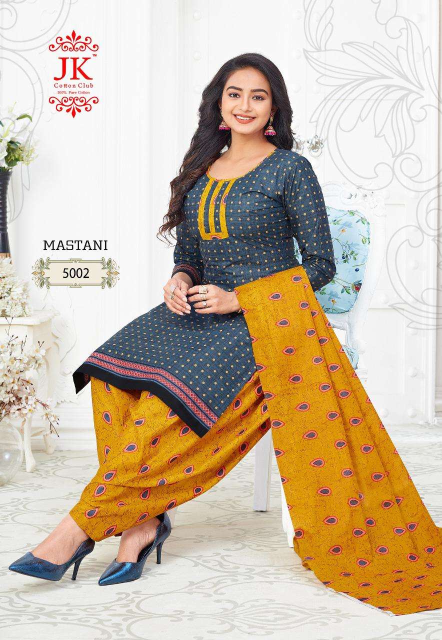 MASTANI VOL-5 BY JK COTTON CLUB 5001 TO 5010 SERIES BEAUTIFUL SUITS COLORFUL STYLISH FANCY CASUAL WEAR & ETHNIC WEAR PURE COTTON DRESSES AT WHOLESALE PRICE