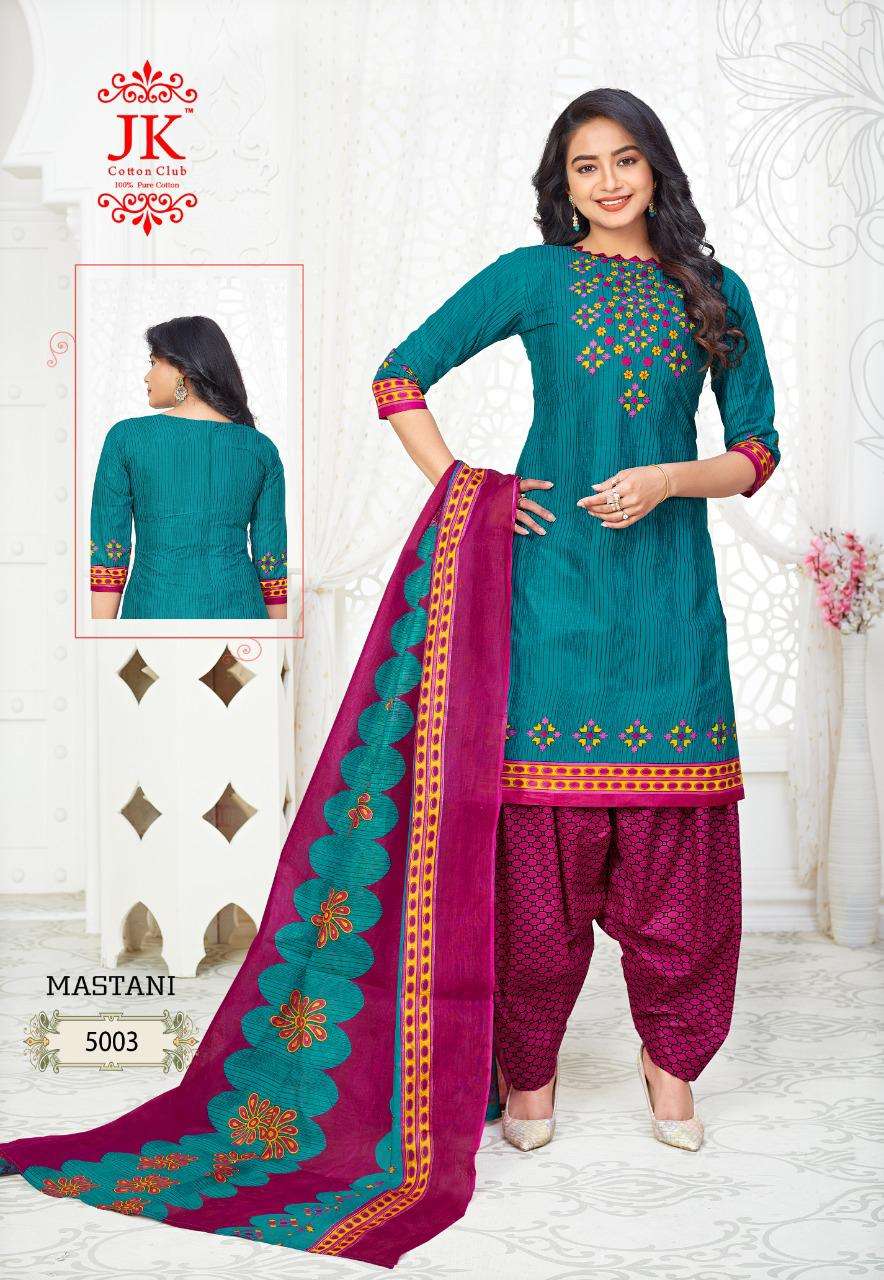 MASTANI VOL-5 BY JK COTTON CLUB 5001 TO 5010 SERIES BEAUTIFUL SUITS COLORFUL STYLISH FANCY CASUAL WEAR & ETHNIC WEAR PURE COTTON DRESSES AT WHOLESALE PRICE