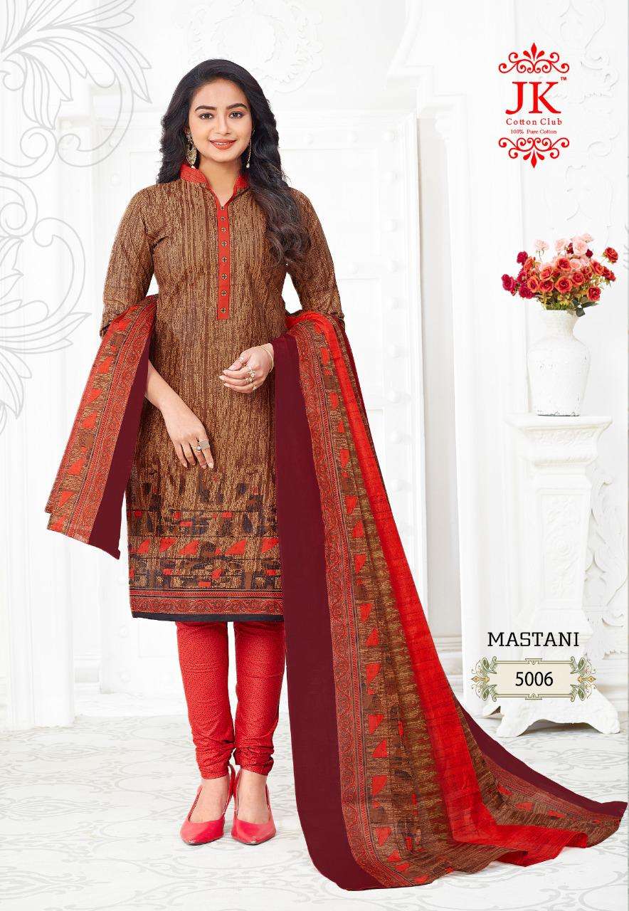 MASTANI VOL-5 BY JK COTTON CLUB 5001 TO 5010 SERIES BEAUTIFUL SUITS COLORFUL STYLISH FANCY CASUAL WEAR & ETHNIC WEAR PURE COTTON DRESSES AT WHOLESALE PRICE