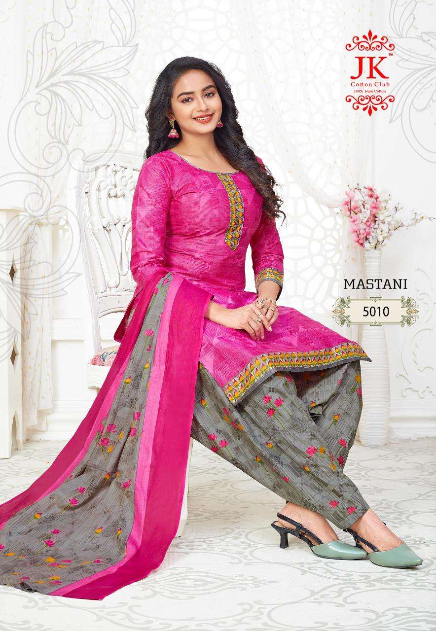 MASTANI VOL-5 BY JK COTTON CLUB 5001 TO 5010 SERIES BEAUTIFUL SUITS COLORFUL STYLISH FANCY CASUAL WEAR & ETHNIC WEAR PURE COTTON DRESSES AT WHOLESALE PRICE