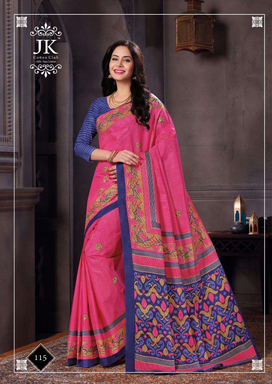 KESHAR PISTA VOL-1 BY JK COTTON CLUB 101 TO 120 SERIES INDIAN TRADITIONAL WEAR COLLECTION BEAUTIFUL STYLISH FANCY COLORFUL PARTY WEAR & OCCASIONAL WEAR PURE COTTON SAREES AT WHOLESALE PRICE