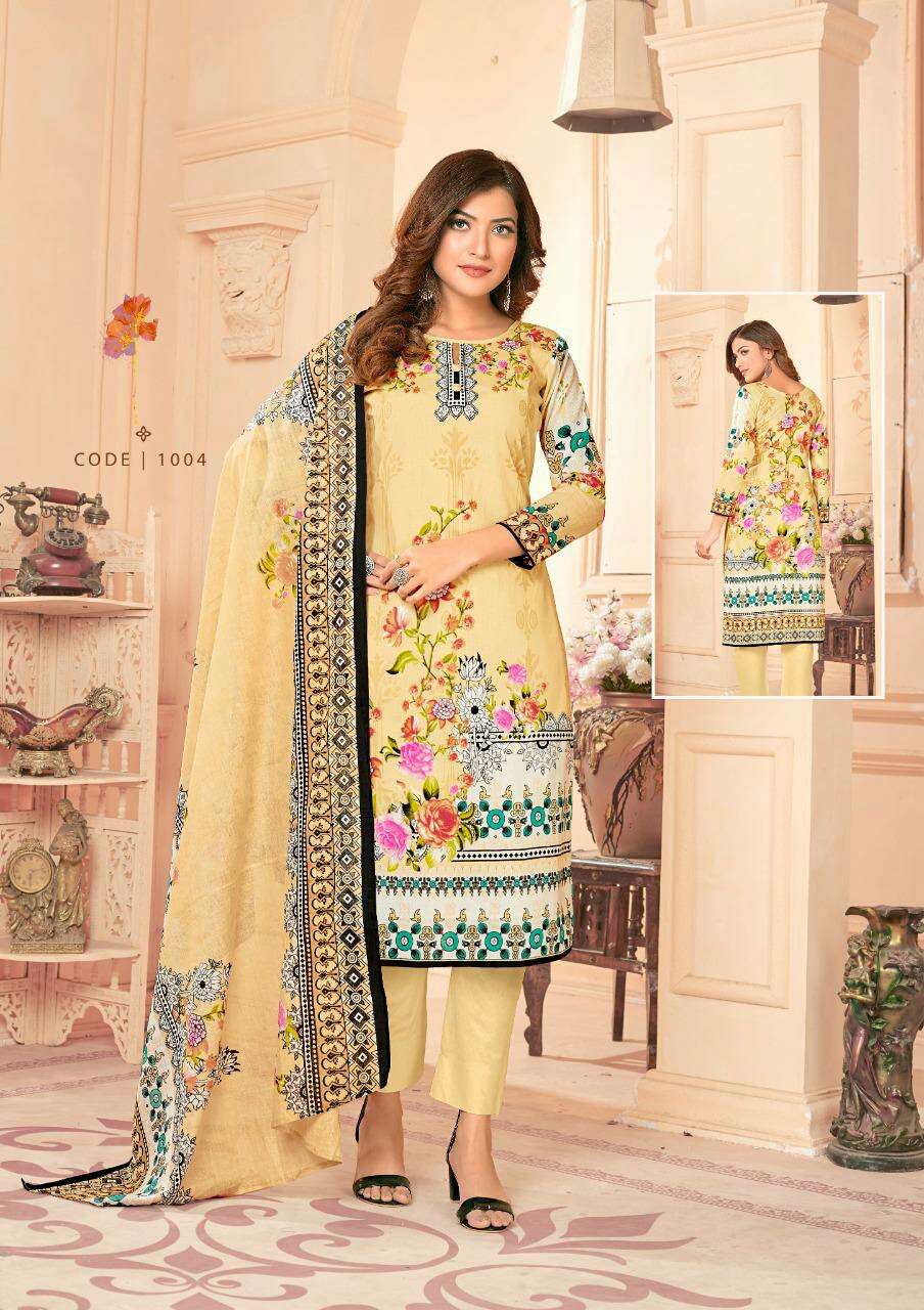 NARGISH VOL-11 BY JAGRUTI 1001 TO 1010 SERIES BEAUTIFUL SUITS COLORFUL STYLISH FANCY CASUAL WEAR & ETHNIC WEAR PURE COTTON DRESSES AT WHOLESALE PRICE