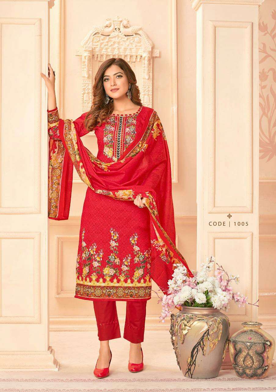 NARGISH VOL-11 BY JAGRUTI 1001 TO 1010 SERIES BEAUTIFUL SUITS COLORFUL STYLISH FANCY CASUAL WEAR & ETHNIC WEAR PURE COTTON DRESSES AT WHOLESALE PRICE