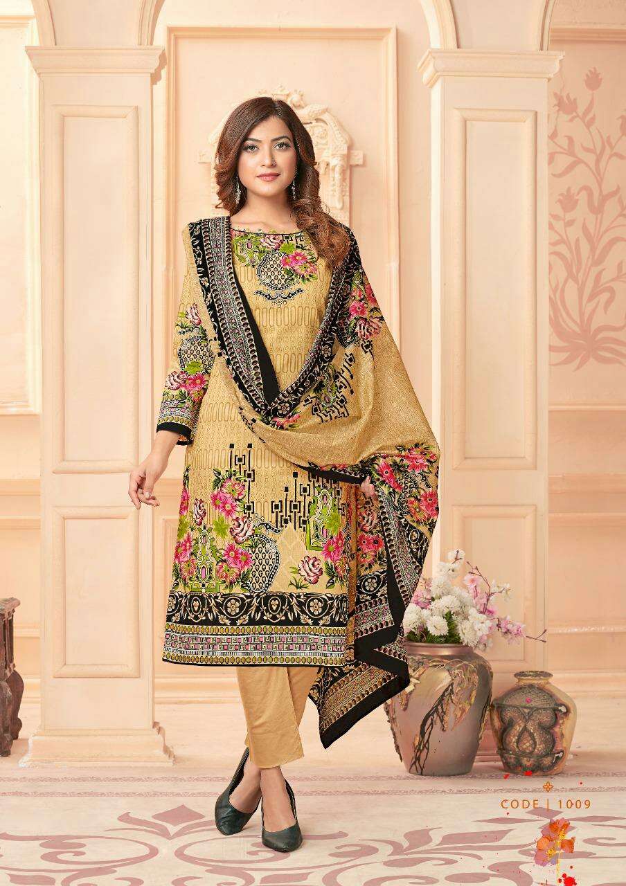 NARGISH VOL-11 BY JAGRUTI 1001 TO 1010 SERIES BEAUTIFUL SUITS COLORFUL STYLISH FANCY CASUAL WEAR & ETHNIC WEAR PURE COTTON DRESSES AT WHOLESALE PRICE