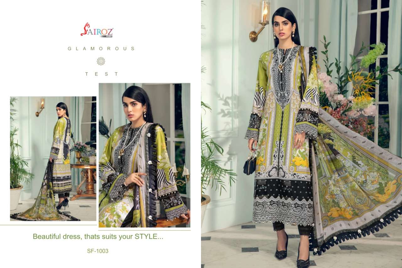 Anaya Luxury Lawn-21 By Sairoz Fabs 1001 To 1004 Series Pakistani Suits Beautiful Fancy Colorful Stylish Party Wear & Occasional Wear Pure Cotton Digital Print With Embroidery Dresses At Wholesale Price