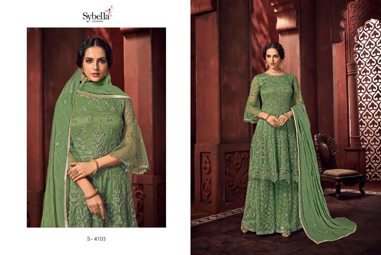 ROYALISM BY SYBELLA CREATION 4101 TO 4106 SERIES BEAUTIFUL STYLISH ANARKALI SUITS FANCY COLORFUL CASUAL WEAR & ETHNIC WEAR & READY TO WEAR HEAVY NET DRESSES AT WHOLESALE PRICE