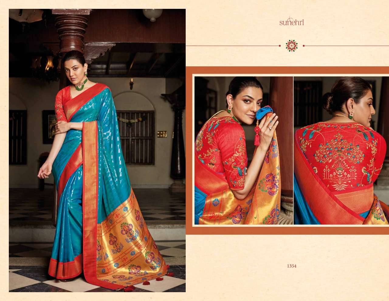 SUNEHRI VOL-14 BY KIMORA FASHION 1351 TO 1368 SERIES INDIAN TRADITIONAL WEAR COLLECTION BEAUTIFUL STYLISH FANCY COLORFUL PARTY WEAR & OCCASIONAL WEAR FANCY SAREES AT WHOLESALE PRICE