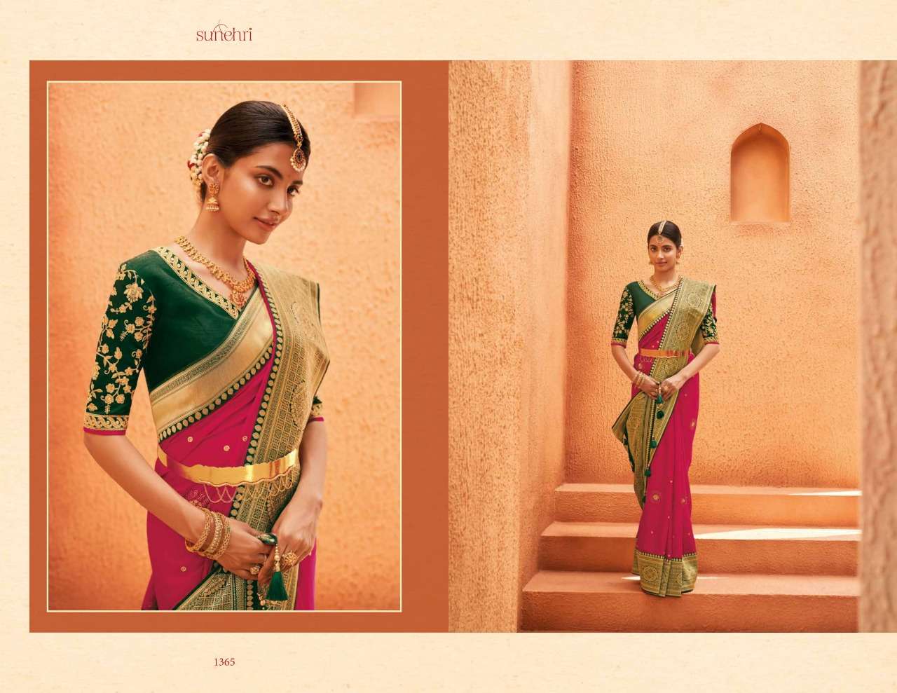 SUNEHRI VOL-14 BY KIMORA FASHION 1351 TO 1368 SERIES INDIAN TRADITIONAL WEAR COLLECTION BEAUTIFUL STYLISH FANCY COLORFUL PARTY WEAR & OCCASIONAL WEAR FANCY SAREES AT WHOLESALE PRICE