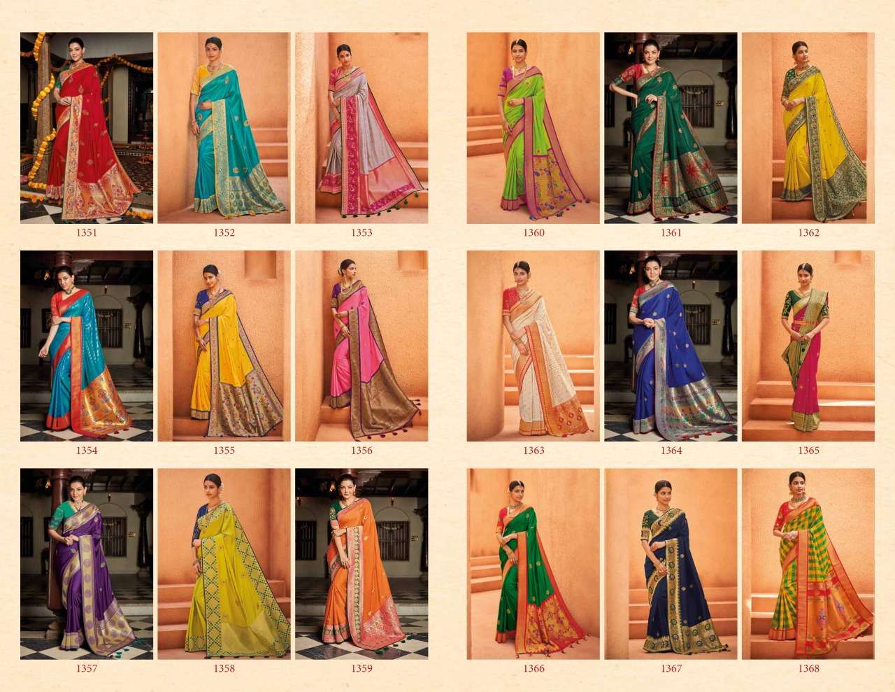 SUNEHRI VOL-14 BY KIMORA FASHION 1351 TO 1368 SERIES INDIAN TRADITIONAL WEAR COLLECTION BEAUTIFUL STYLISH FANCY COLORFUL PARTY WEAR & OCCASIONAL WEAR FANCY SAREES AT WHOLESALE PRICE