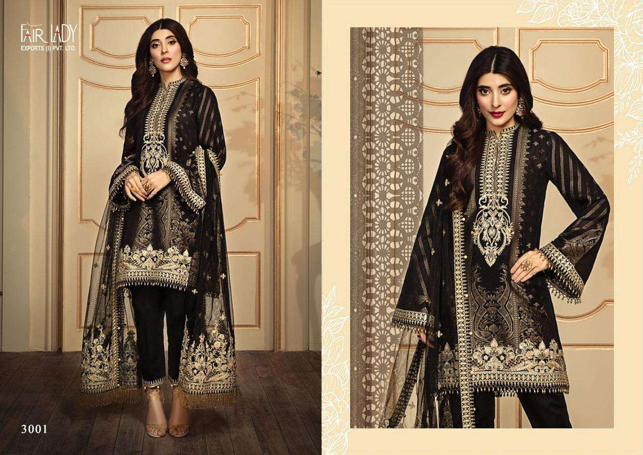 NOOR BY FAIR LADY 3001 TO 3004 SERIES PAKISTANI SUITS BEAUTIFUL FANCY COLORFUL STYLISH PARTY WEAR & OCCASIONAL WEAR PURE JAM SATIN DIGITAL PRINT WITH EMBROIDERY DRESSES AT WHOLESALE PRICE
