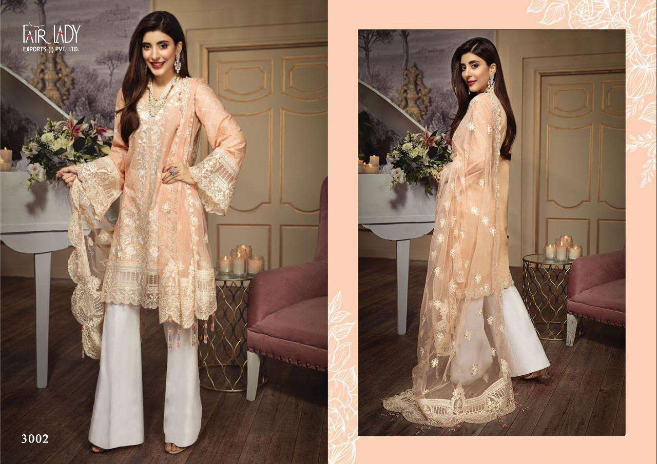 NOOR BY FAIR LADY 3001 TO 3004 SERIES PAKISTANI SUITS BEAUTIFUL FANCY COLORFUL STYLISH PARTY WEAR & OCCASIONAL WEAR PURE JAM SATIN DIGITAL PRINT WITH EMBROIDERY DRESSES AT WHOLESALE PRICE