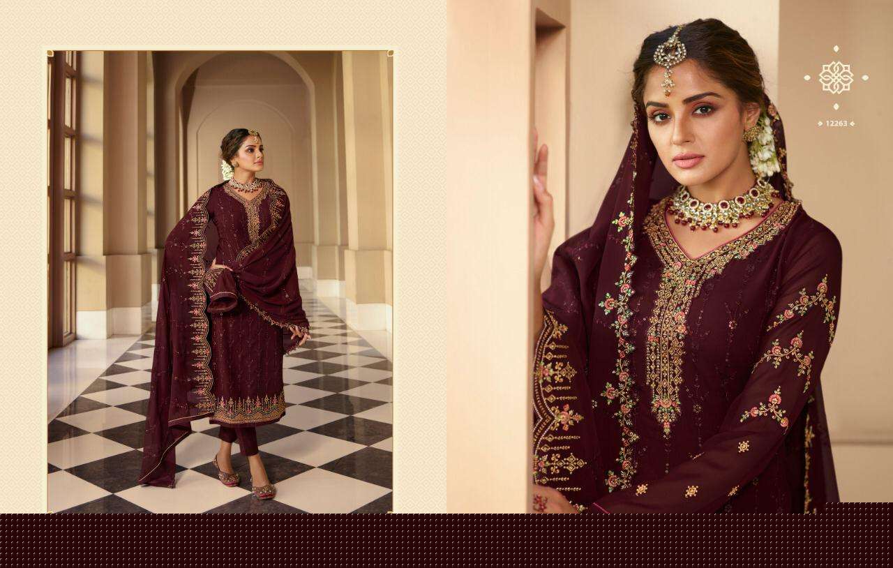 ZISA VOL-67 BY MEERA TRENDZ 12261 TO 12266 SERIES BEAUTIFUL STYLISH SUITS FANCY COLORFUL CASUAL WEAR & ETHNIC WEAR & READY TO WEAR GEORGETTE WITH EMBROIDERY DRESSES AT WHOLESALE PRICE