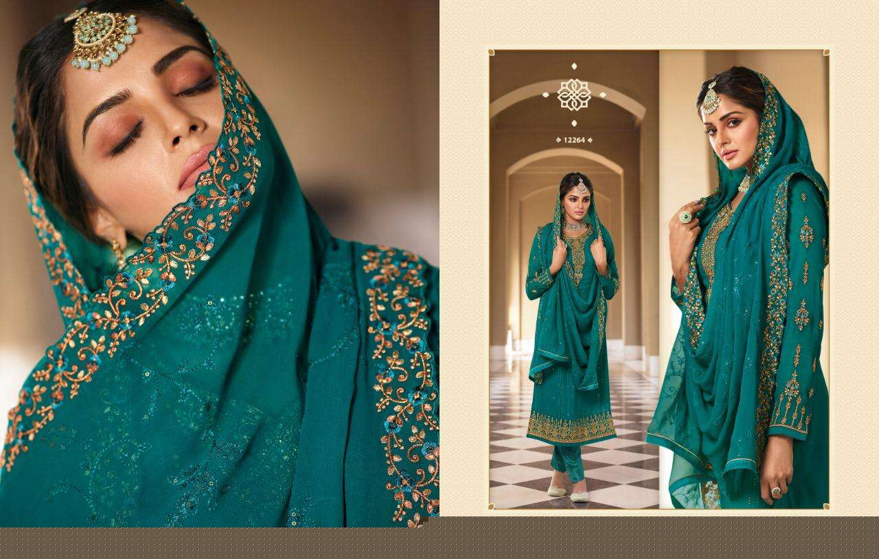 ZISA VOL-67 BY MEERA TRENDZ 12261 TO 12266 SERIES BEAUTIFUL STYLISH SUITS FANCY COLORFUL CASUAL WEAR & ETHNIC WEAR & READY TO WEAR GEORGETTE WITH EMBROIDERY DRESSES AT WHOLESALE PRICE
