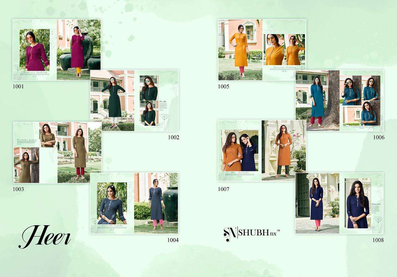HEER BY SHUBH NX 1001 TO 1008 SERIES DESIGNER STYLISH FANCY COLORFUL BEAUTIFUL PARTY WEAR & ETHNIC WEAR COLLECTION RAYON EMBROIDERY KURTIS AT WHOLESALE PRICE