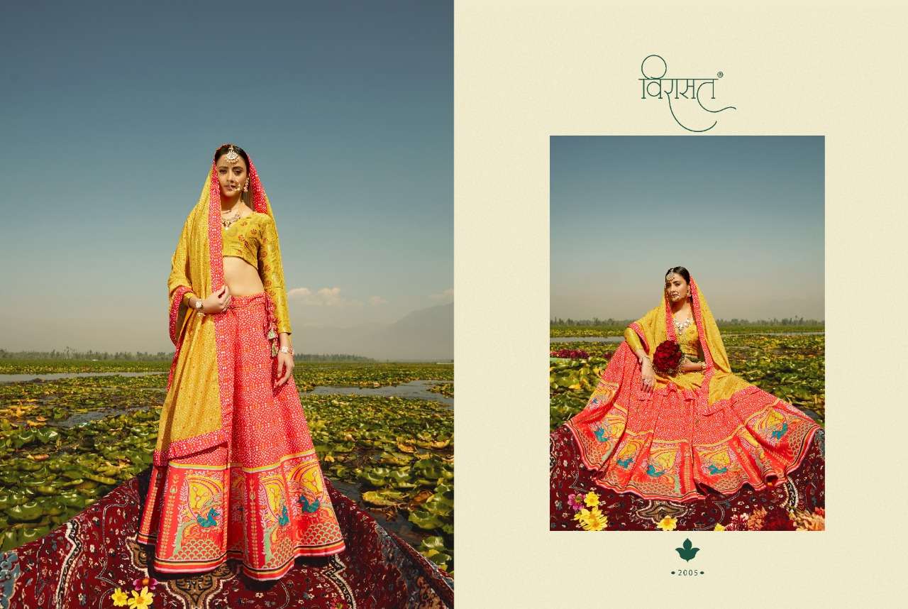 NARTAKI BY VIRASAT 2001 TO 2006 SERIES BEAUTIFUL COLORFUL FANCY WEDDING COLLECTION OCCASIONAL WEAR & PARTY WEAR HEAVY KILLER SILK LEHENGAS AT WHOLESALE PRICE