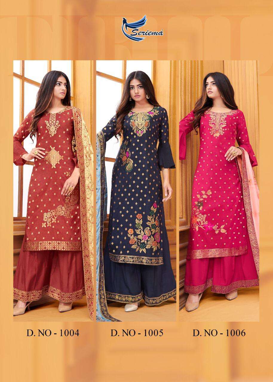 ZARAA BY SPARROW 1001 TO 1006 SERIES BEAUTIFUL STYLISH SHARARA SUITS FANCY COLORFUL CASUAL WEAR & ETHNIC WEAR & READY TO WEAR VISCOSE DOLA JACQUARD DRESSES AT WHOLESALE PRICE