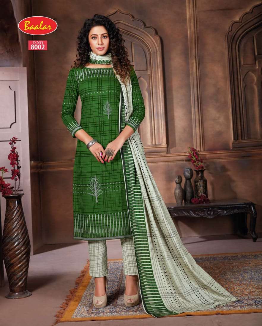 ZAARA VOL-8 BY BAALAR 8001 TO 8028 SERIES BEAUTIFUL STYLISH SUITS FANCY COLORFUL CASUAL WEAR & ETHNIC WEAR & READY TO WEAR PURE COTTON PRINTED DRESSES AT WHOLESALE PRICE