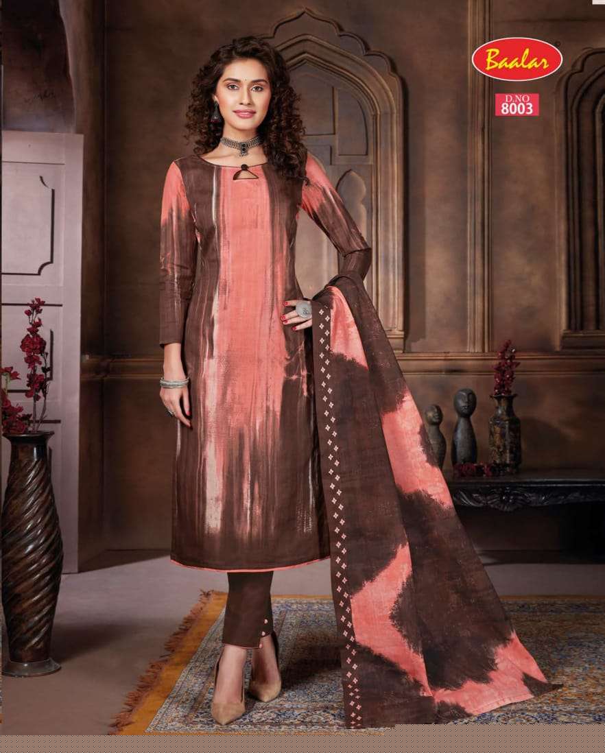 ZAARA VOL-8 BY BAALAR 8001 TO 8028 SERIES BEAUTIFUL STYLISH SUITS FANCY COLORFUL CASUAL WEAR & ETHNIC WEAR & READY TO WEAR PURE COTTON PRINTED DRESSES AT WHOLESALE PRICE
