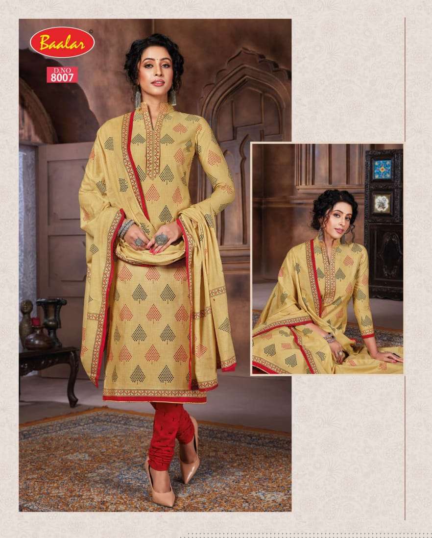 ZAARA VOL-8 BY BAALAR 8001 TO 8028 SERIES BEAUTIFUL STYLISH SUITS FANCY COLORFUL CASUAL WEAR & ETHNIC WEAR & READY TO WEAR PURE COTTON PRINTED DRESSES AT WHOLESALE PRICE
