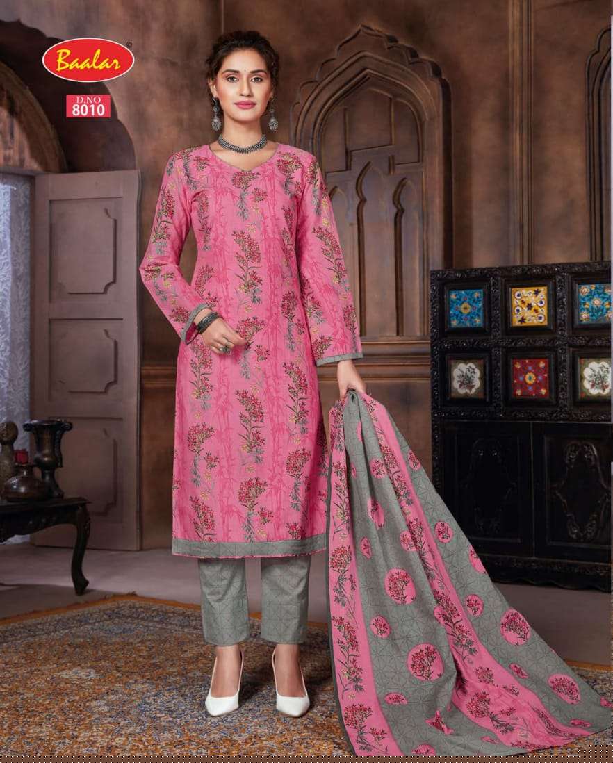 ZAARA VOL-8 BY BAALAR 8001 TO 8028 SERIES BEAUTIFUL STYLISH SUITS FANCY COLORFUL CASUAL WEAR & ETHNIC WEAR & READY TO WEAR PURE COTTON PRINTED DRESSES AT WHOLESALE PRICE
