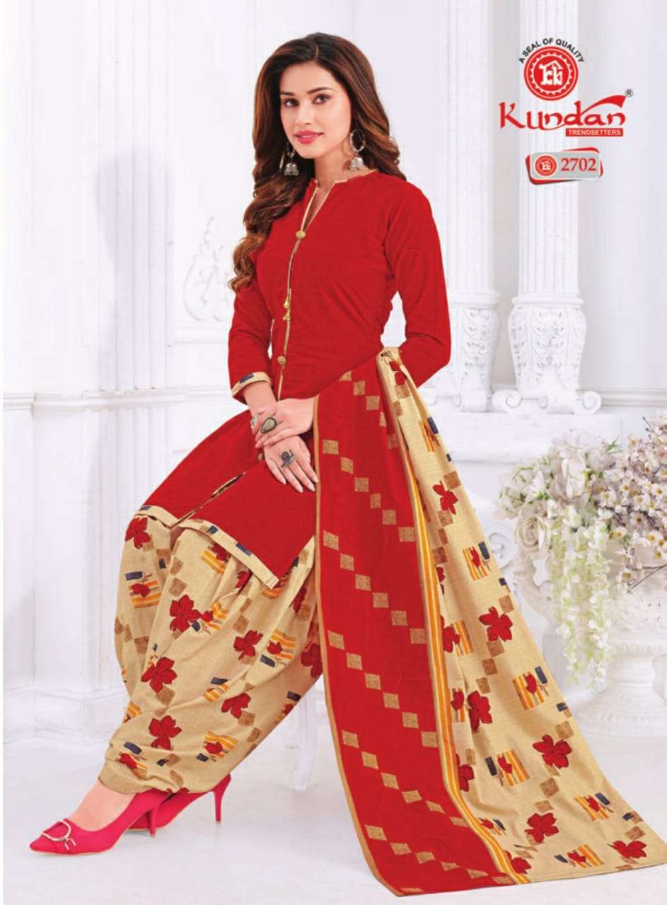 K4U VOL-27 BY KUNDAN 2701 TO 2718 SERIES BEAUTIFUL STYLISH SUITS FANCY COLORFUL CASUAL WEAR & ETHNIC WEAR & READY TO WEAR PURE COTTON PRINTED DRESSES AT WHOLESALE PRICE