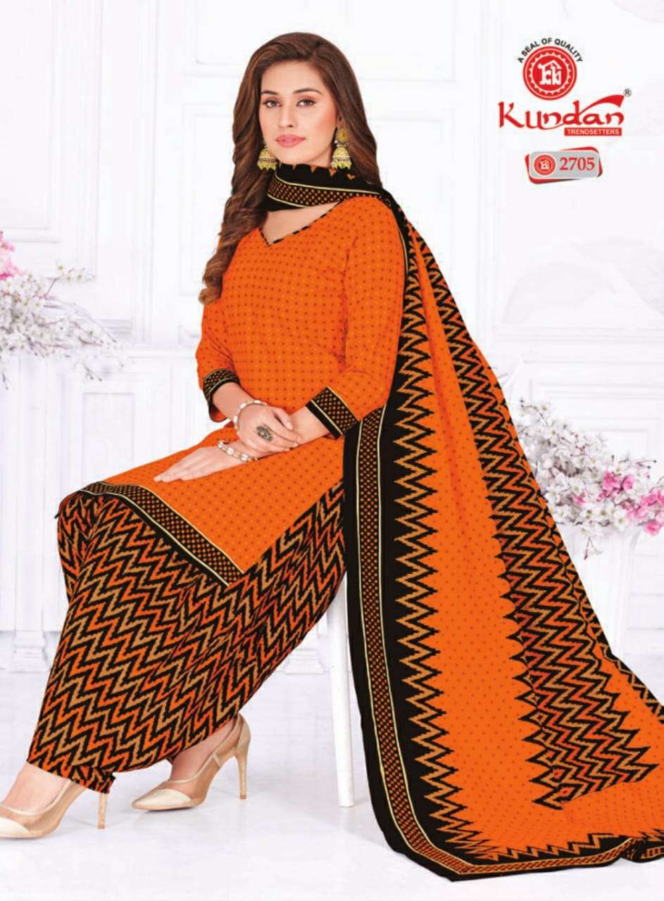 K4U VOL-27 BY KUNDAN 2701 TO 2718 SERIES BEAUTIFUL STYLISH SUITS FANCY COLORFUL CASUAL WEAR & ETHNIC WEAR & READY TO WEAR PURE COTTON PRINTED DRESSES AT WHOLESALE PRICE