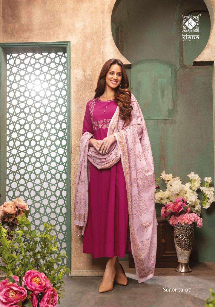 SENORITA BY KIANA 01 TO 08 SERIES BEAUTIFUL SUITS COLORFUL STYLISH FANCY CASUAL WEAR & ETHNIC WEAR PURE COTTON CHIKAN WORK DRESSES AT WHOLESALE PRICE