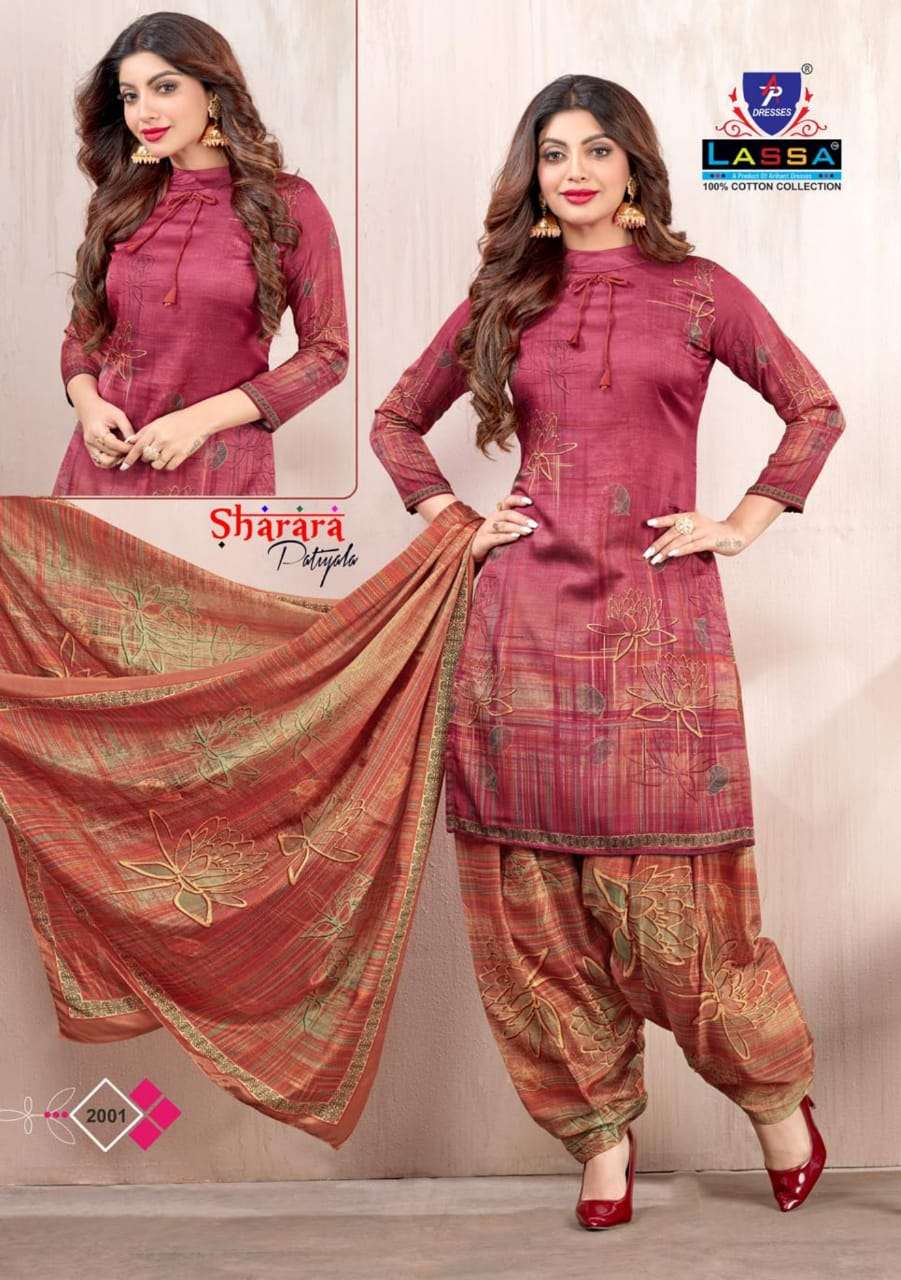 SHARARA PATIYALA VOL-2 BY LASSA 2001 TO 2010 SERIES BEAUTIFUL STYLISH SUITS FANCY COLORFUL CASUAL WEAR & ETHNIC WEAR & READY TO WEAR PURE COTTON DRESSES AT WHOLESALE PRICE