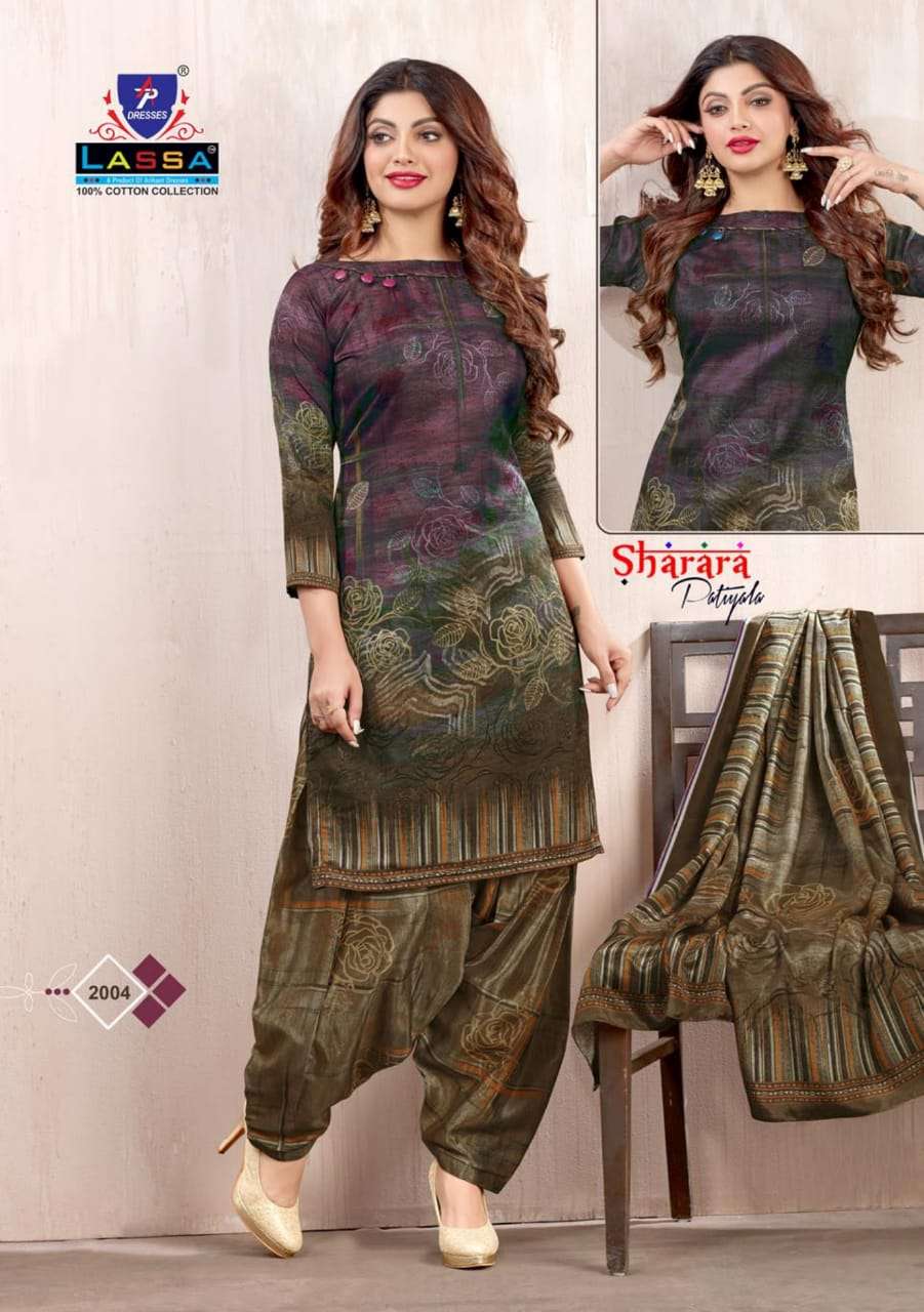 SHARARA PATIYALA VOL-2 BY LASSA 2001 TO 2010 SERIES BEAUTIFUL STYLISH SUITS FANCY COLORFUL CASUAL WEAR & ETHNIC WEAR & READY TO WEAR PURE COTTON DRESSES AT WHOLESALE PRICE