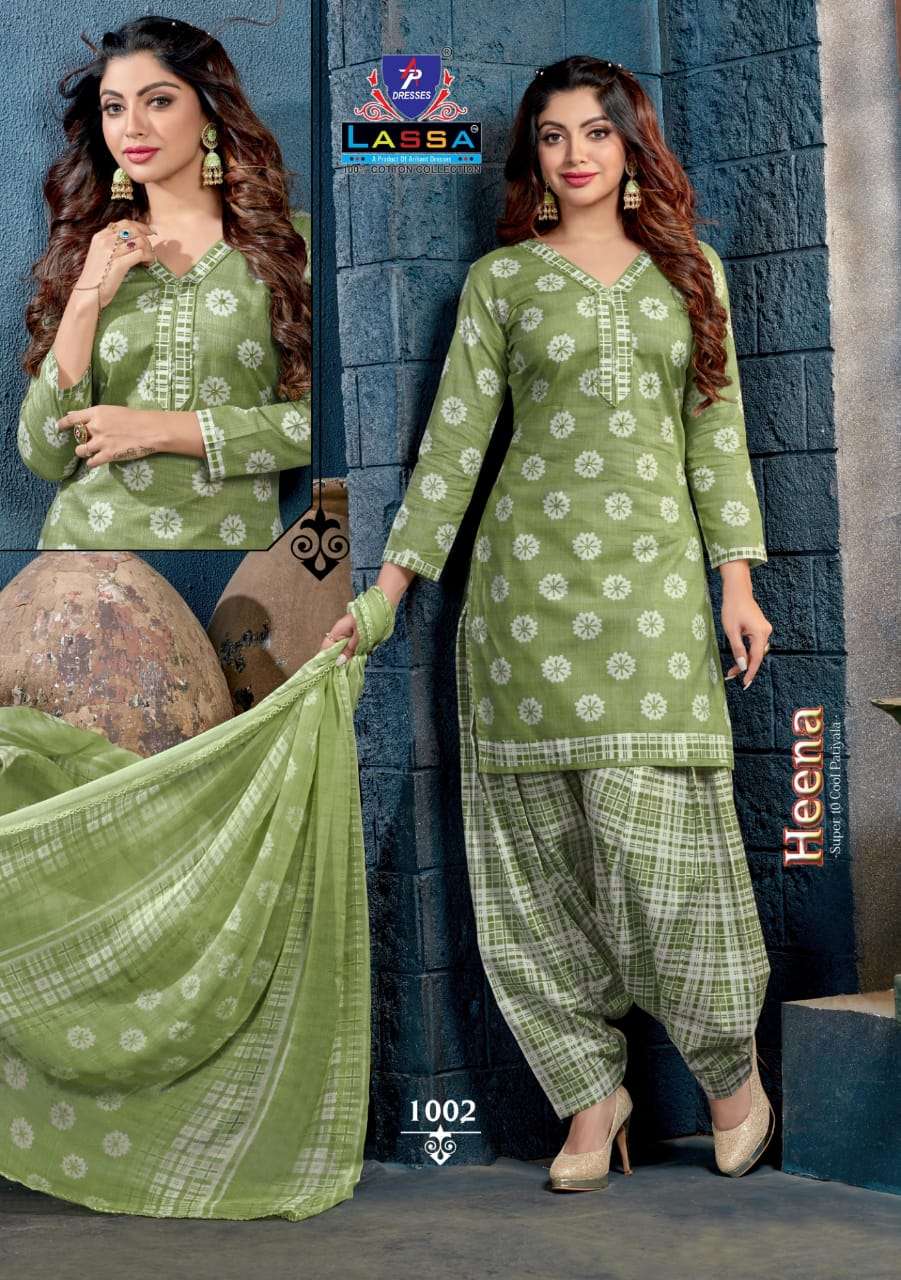 HEENA BY LASSA 1001 TO 1010 SERIES BEAUTIFUL SUITS COLORFUL STYLISH FANCY CASUAL WEAR & ETHNIC WEAR PURE COTTON DRESSES AT WHOLESALE PRICE