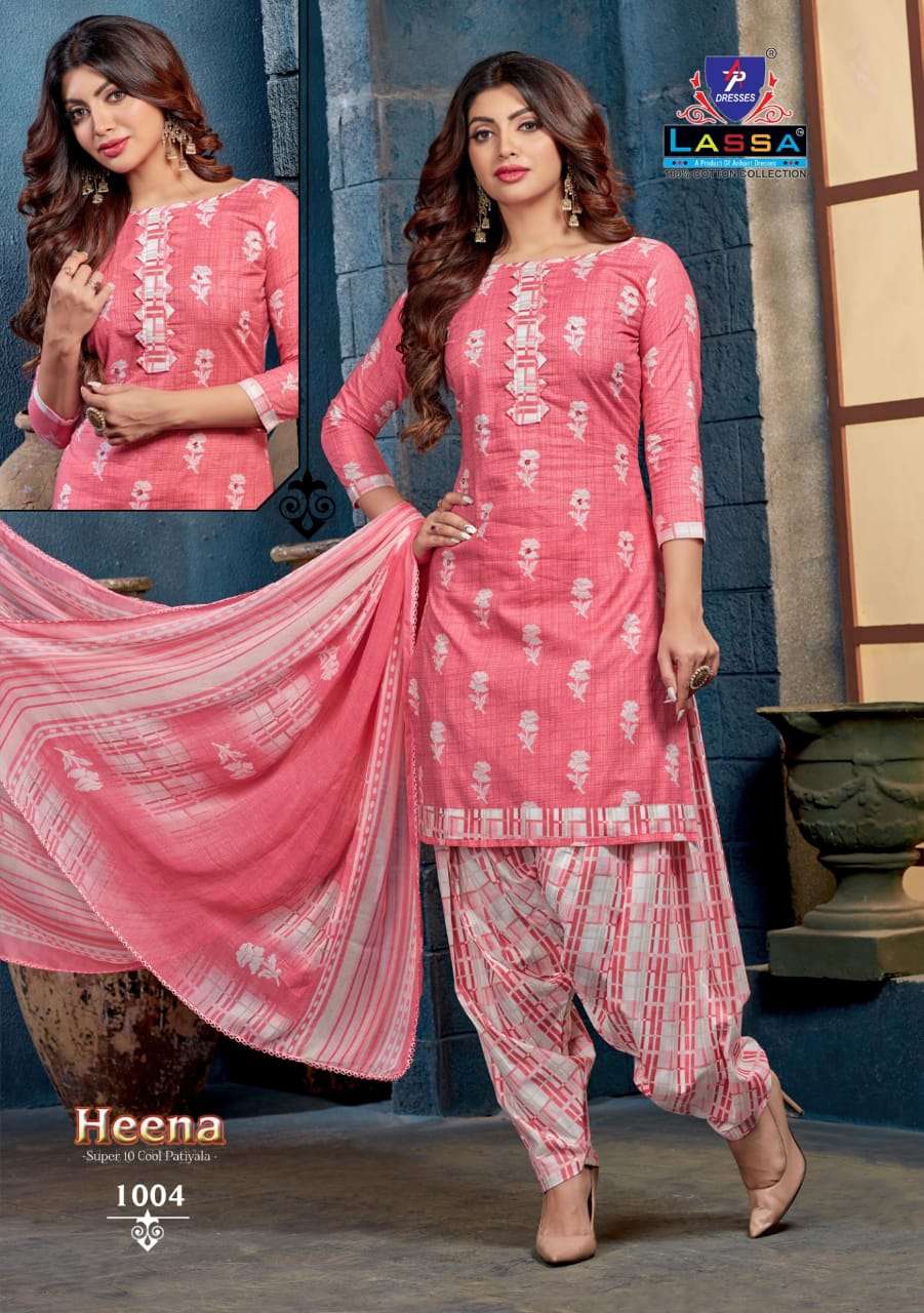 HEENA BY LASSA 1001 TO 1010 SERIES BEAUTIFUL SUITS COLORFUL STYLISH FANCY CASUAL WEAR & ETHNIC WEAR PURE COTTON DRESSES AT WHOLESALE PRICE