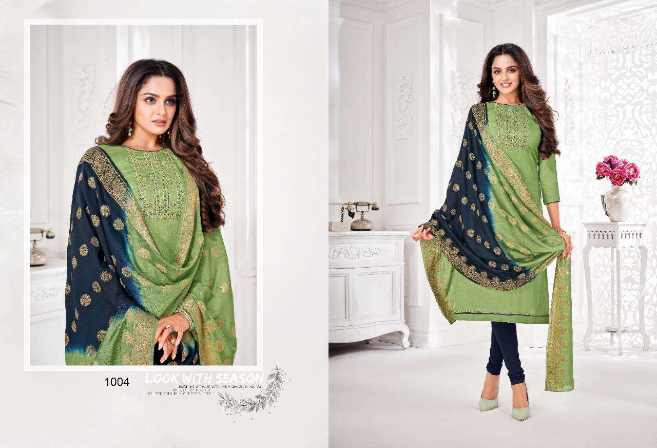 ALENA BY SHAGUN LIFESTYLE 1001 TO 1012 SERIES BEAUTIFUL SUITS COLORFUL STYLISH FANCY CASUAL WEAR & ETHNIC WEAR GLACE SATIN EMBROIDERED DRESSES AT WHOLESALE PRICE