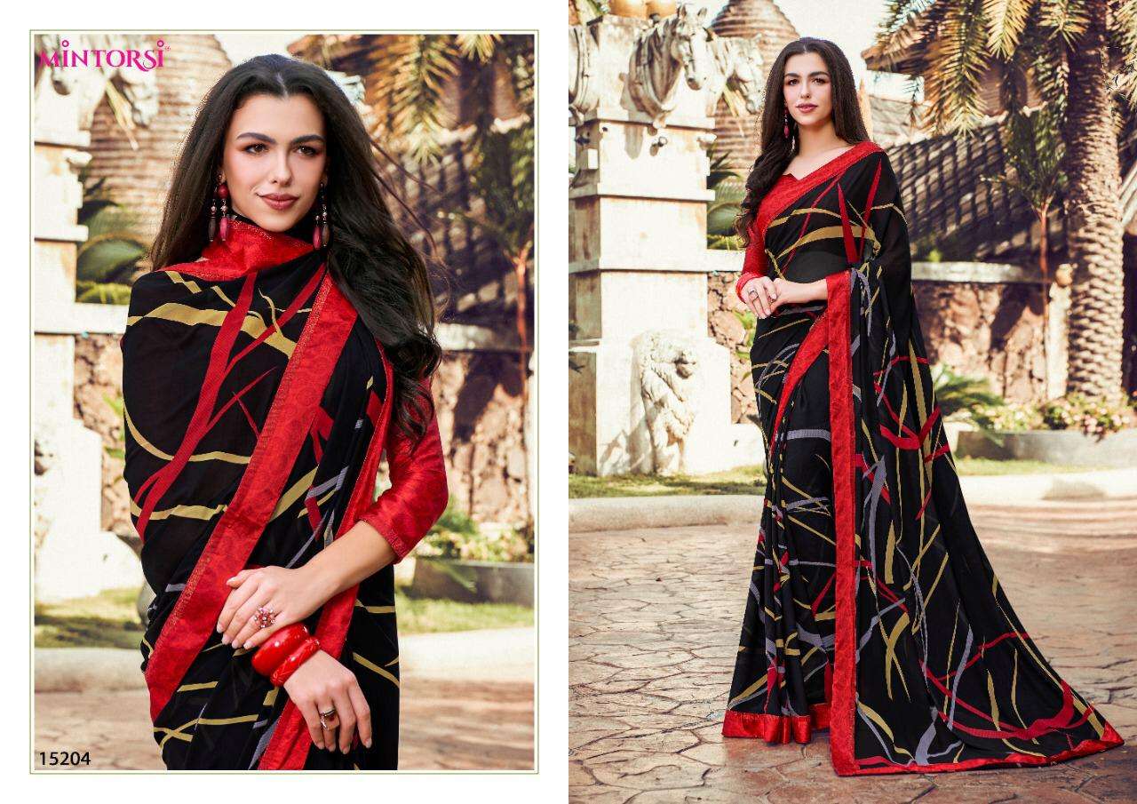 BRINDA BY MINTORSI INDIAN TRADITIONAL WEAR COLLECTION BEAUTIFUL STYLISH FANCY COLORFUL PARTY WEAR & OCCASIONAL WEAR GEORGETTE PRINT SAREES AT WHOLESALE PRICE