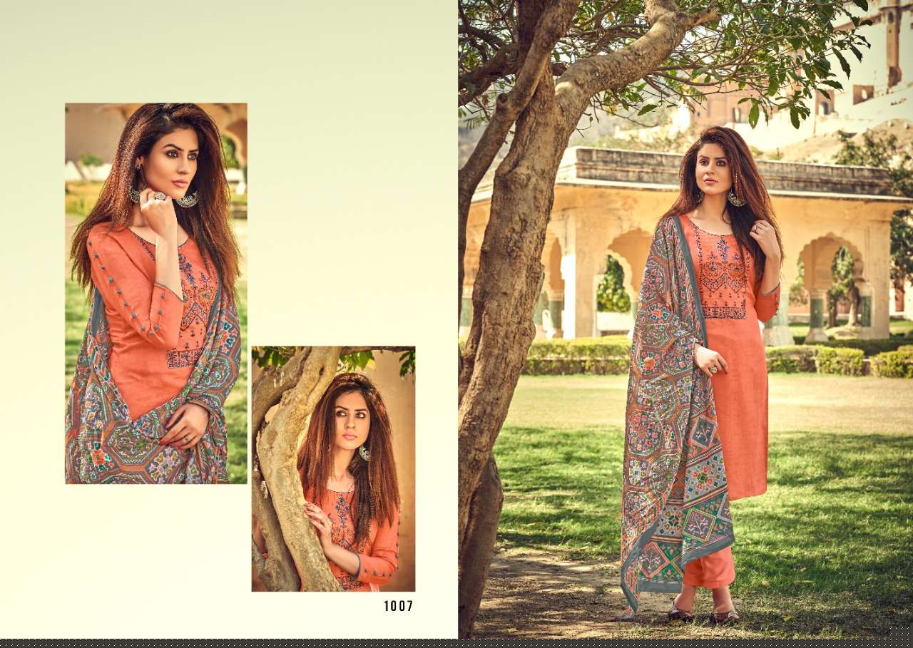 ABIRAH BY VIONA SUITS 1001 TO 1008 SERIES BEAUTIFUL SUITS COLORFUL STYLISH FANCY CASUAL WEAR & ETHNIC WEAR PURE JAM COTTON SATIN PRINT EMBROIDERED DRESSES AT WHOLESALE PRICE