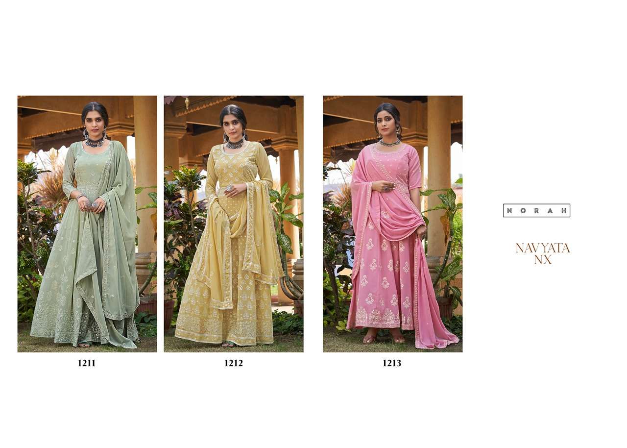 NAVYATA NX BY NORAH 1211 TO 1213 SERIES BEAUTIFUL STYLISH SHARARA SUITS FANCY COLORFUL CASUAL WEAR & ETHNIC WEAR & READY TO WEAR GEORGETTE EMBROIDERED DRESSES AT WHOLESALE PRICE