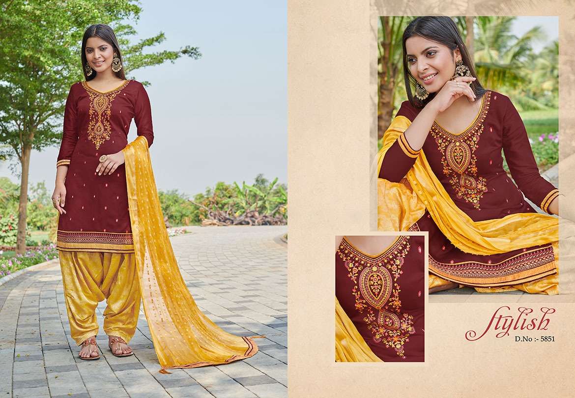 SHANGAR BY PATIYALA HOUSE VOL-20 BY KESSI FABRICS 5851 TO 5858 SERIES BEAUTIFUL COLORFUL STYLISH PRETTY PARTY WEAR CASUAL WEAR OCCASIONAL WEAR JAM SILK WITH EMBROIDERY DRESSES AT WHOLESALE PRICE