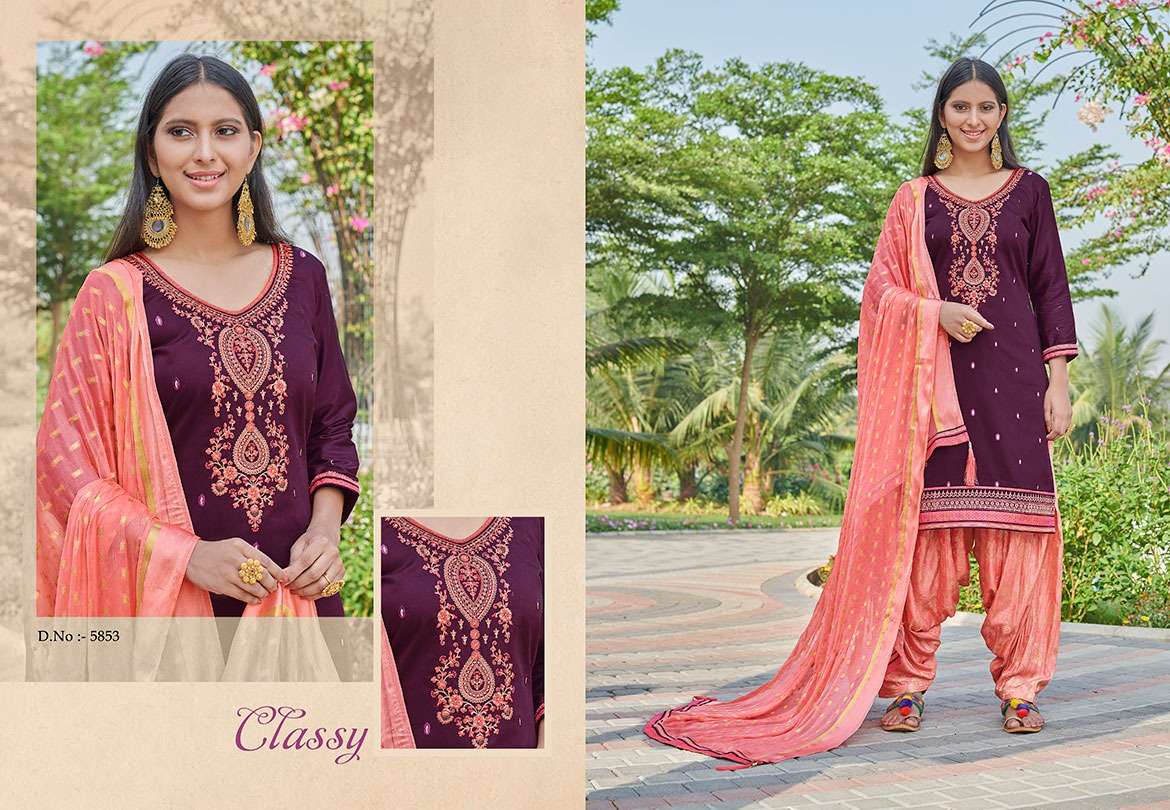 SHANGAR BY PATIYALA HOUSE VOL-20 BY KESSI FABRICS 5851 TO 5858 SERIES BEAUTIFUL COLORFUL STYLISH PRETTY PARTY WEAR CASUAL WEAR OCCASIONAL WEAR JAM SILK WITH EMBROIDERY DRESSES AT WHOLESALE PRICE