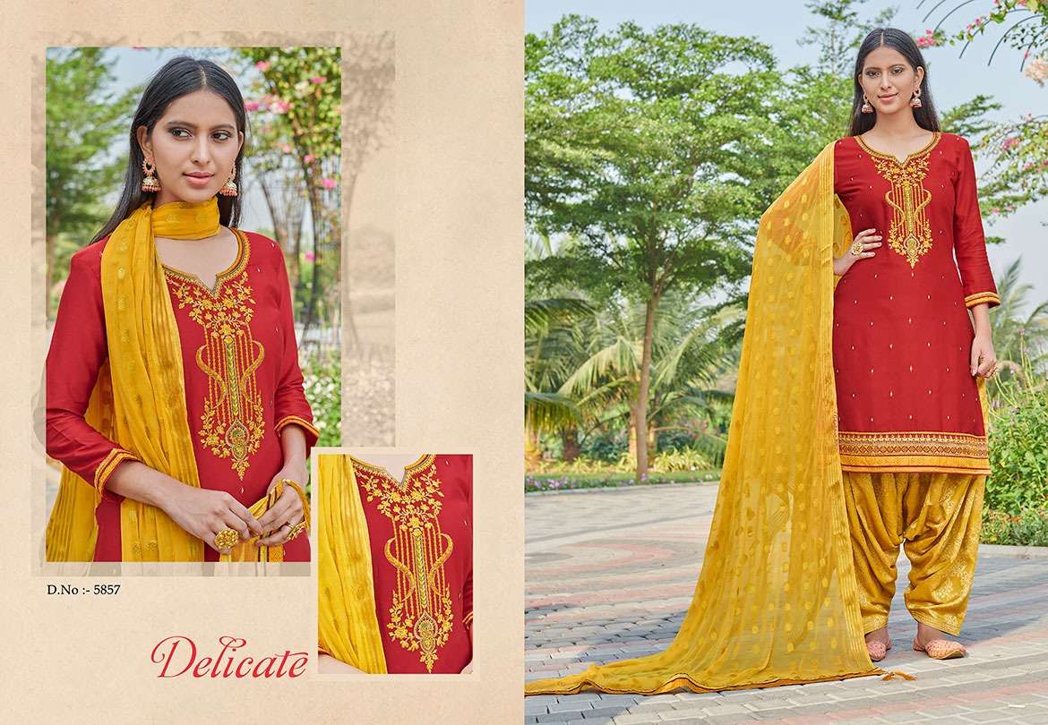 SHANGAR BY PATIYALA HOUSE VOL-20 BY KESSI FABRICS 5851 TO 5858 SERIES BEAUTIFUL COLORFUL STYLISH PRETTY PARTY WEAR CASUAL WEAR OCCASIONAL WEAR JAM SILK WITH EMBROIDERY DRESSES AT WHOLESALE PRICE