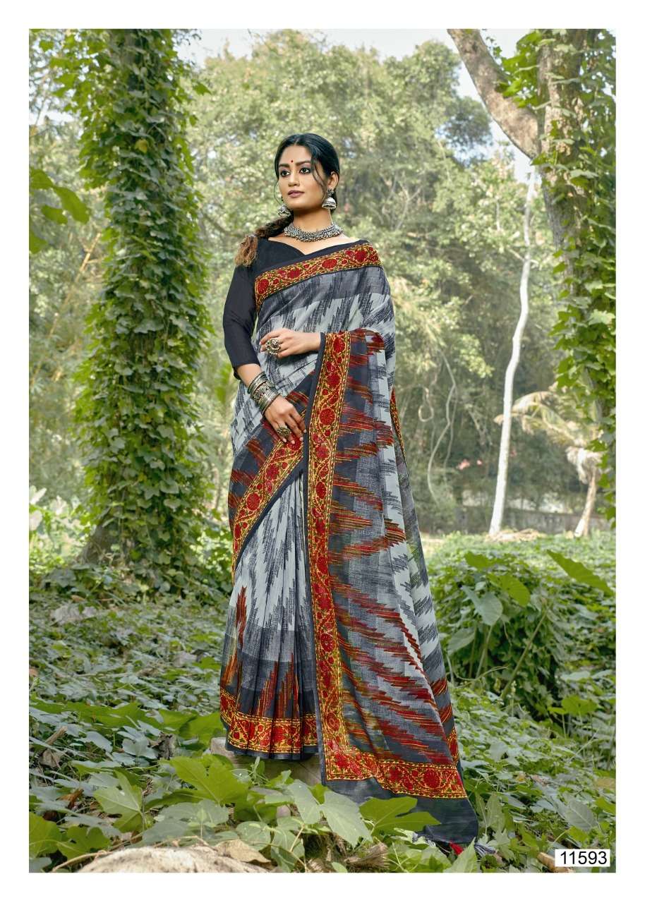 COCKTAIL BY TRIVENI 11591 TO 11598 SERIES INDIAN TRADITIONAL WEAR COLLECTION BEAUTIFUL STYLISH FANCY COLORFUL PARTY WEAR & OCCASIONAL WEAR LINEN PRINT SAREES AT WHOLESALE PRICE
