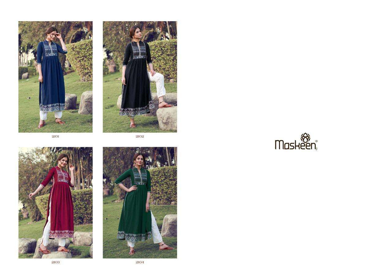 Monsoon Vol-2 By Maisha 2101 To 2104 Series Designer Stylish Fancy Colorful Beautiful Party Wear & Ethnic Wear Collection Rayon Print Kurtis With Bottom At Wholesale Price