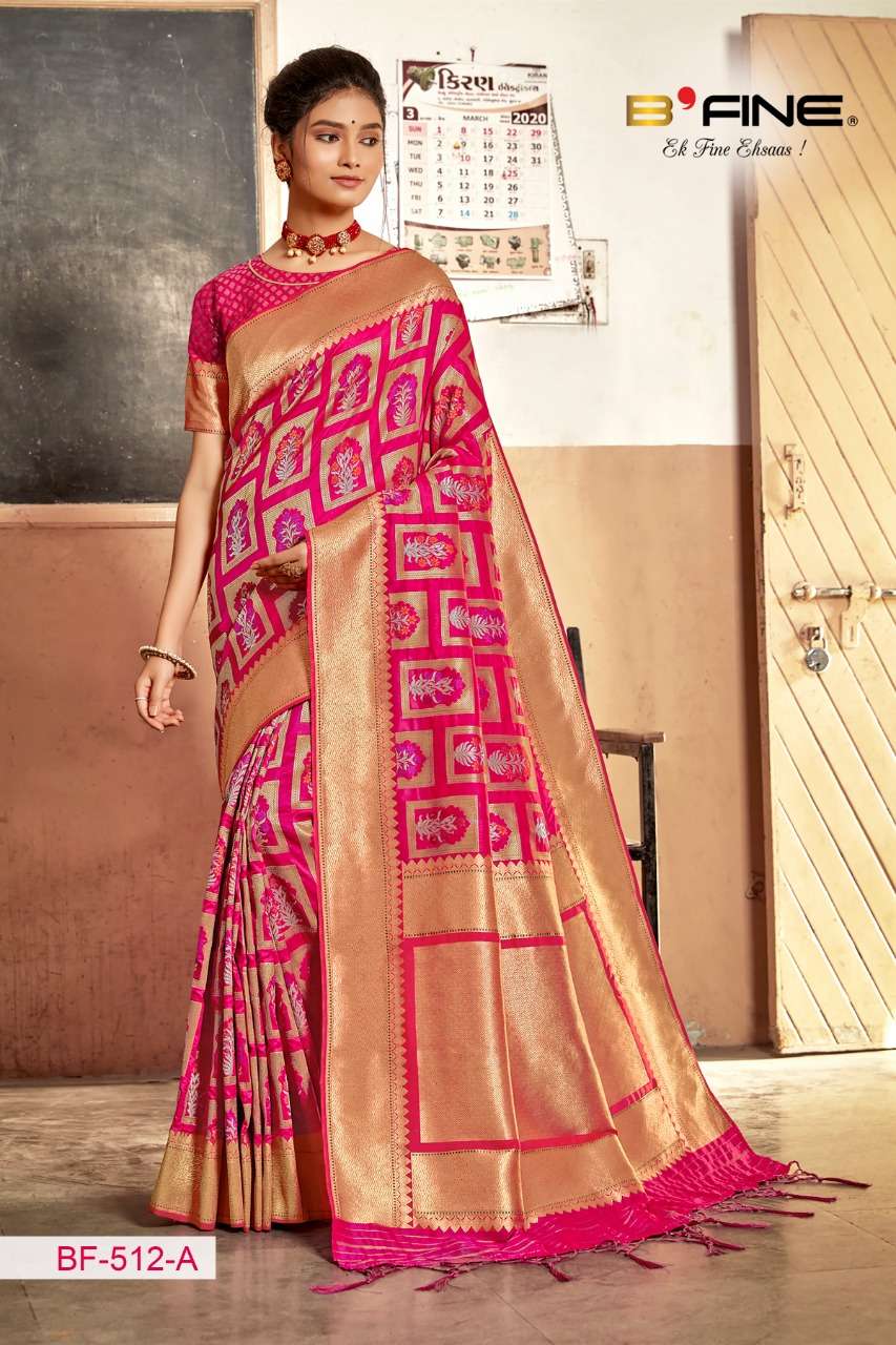 PATHSHALA BY BFINE 512-A TO 514-D SERIES INDIAN TRADITIONAL WEAR COLLECTION BEAUTIFUL STYLISH FANCY COLORFUL PARTY WEAR & OCCASIONAL WEAR SILK SAREES AT WHOLESALE PRICE