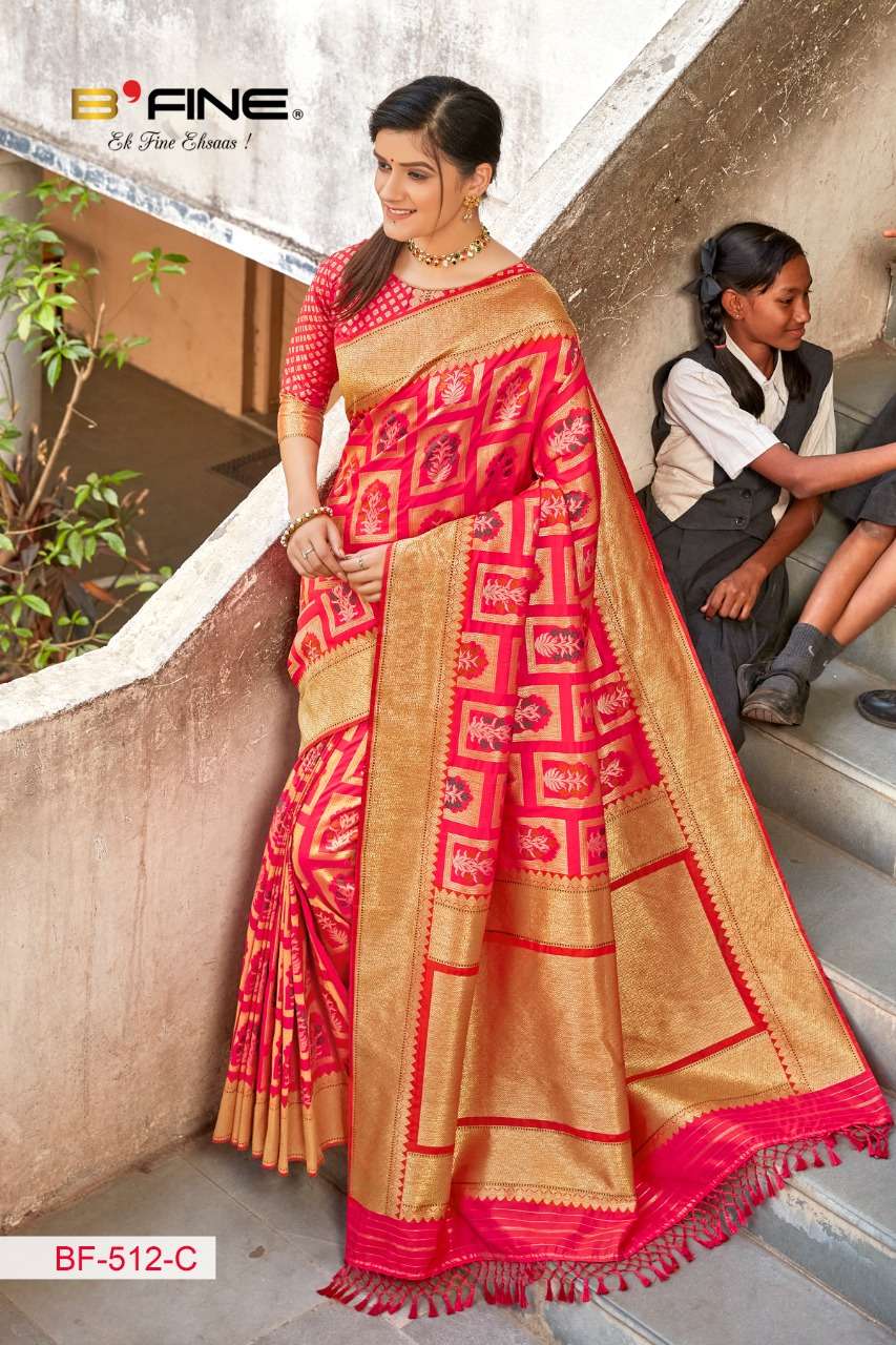 PATHSHALA BY BFINE 512-A TO 514-D SERIES INDIAN TRADITIONAL WEAR COLLECTION BEAUTIFUL STYLISH FANCY COLORFUL PARTY WEAR & OCCASIONAL WEAR SILK SAREES AT WHOLESALE PRICE