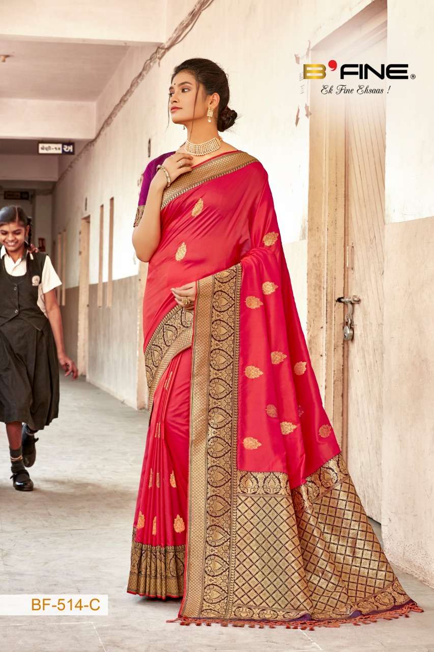 PATHSHALA BY BFINE 512-A TO 514-D SERIES INDIAN TRADITIONAL WEAR COLLECTION BEAUTIFUL STYLISH FANCY COLORFUL PARTY WEAR & OCCASIONAL WEAR SILK SAREES AT WHOLESALE PRICE