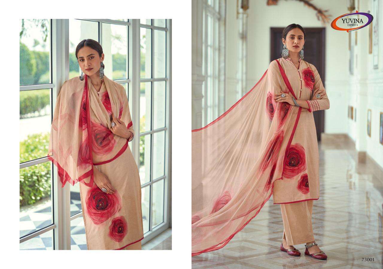 SUMMER LEAF BY YUVINA EXPORT 73001 TO 73008 SERIES BEAUTIFUL PATIYALA SUITS STYLISH FANCY COLORFUL PARTY WEAR & OCCASIONAL WEAR PURE LAWN DIGITAL PRINT DRESSES AT WHOLESALE PRICE