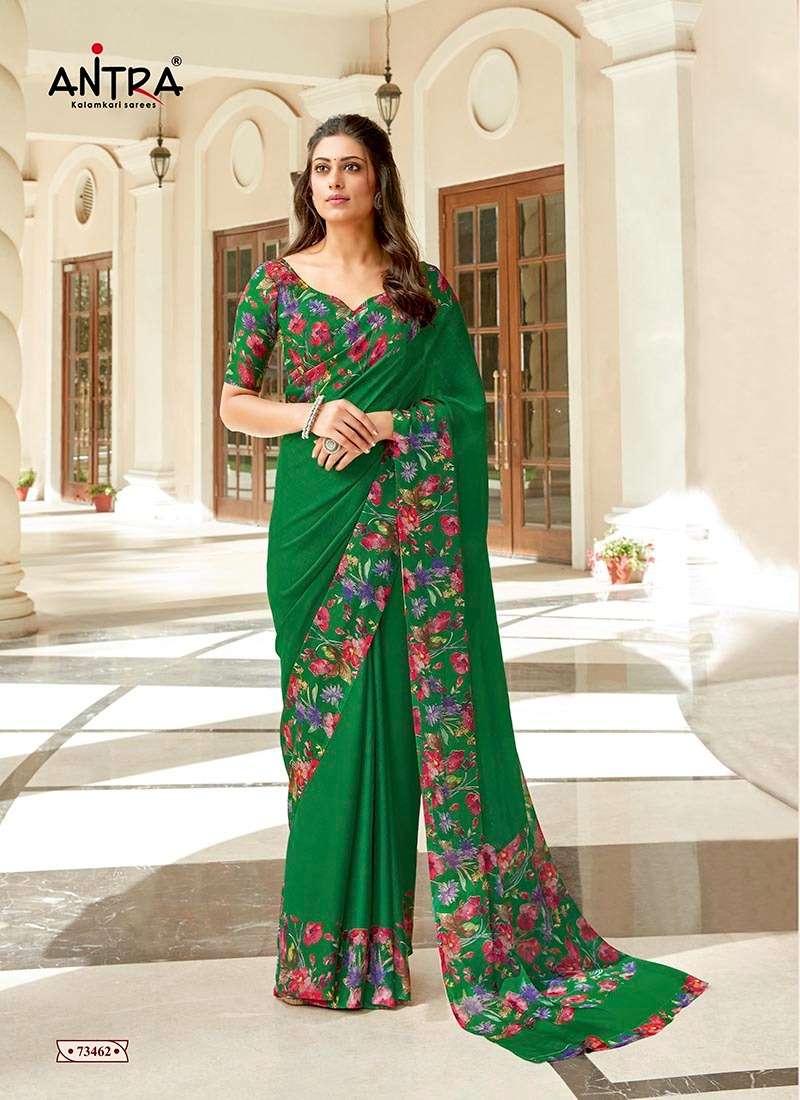CRAZY GIRL BY ANTRA 73461 TO 73470 SERIES INDIAN TRADITIONAL WEAR COLLECTION BEAUTIFUL STYLISH FANCY COLORFUL PARTY WEAR & OCCASIONAL WEAR MOSS CHIFFON SAREES AT WHOLESALE PRICE