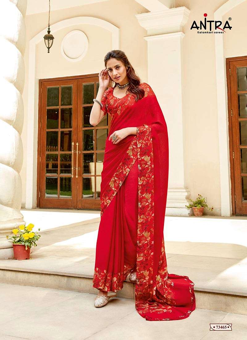 CRAZY GIRL BY ANTRA 73461 TO 73470 SERIES INDIAN TRADITIONAL WEAR COLLECTION BEAUTIFUL STYLISH FANCY COLORFUL PARTY WEAR & OCCASIONAL WEAR MOSS CHIFFON SAREES AT WHOLESALE PRICE